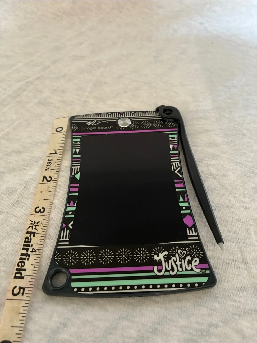 Justice Black LCD Doodle Tablet with Mint Green and Purple Accents